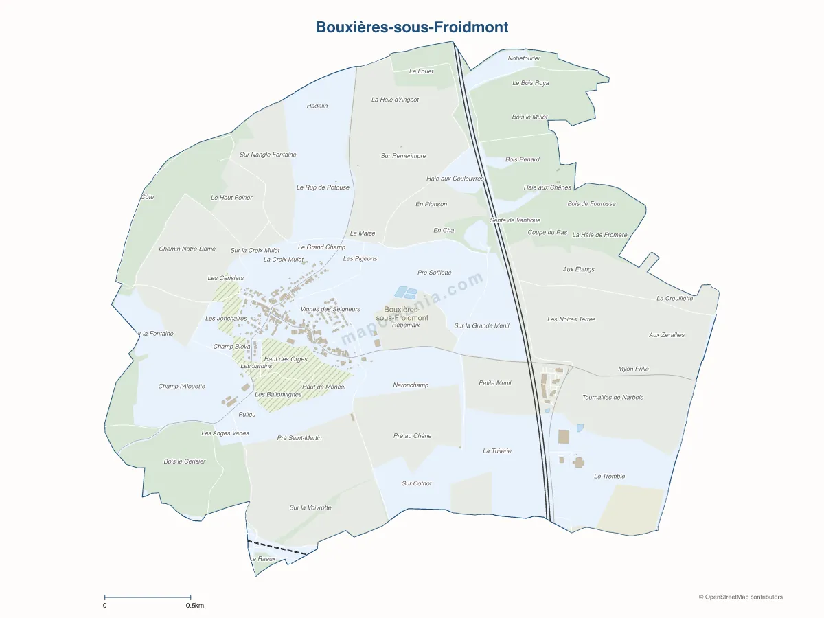 Carte de Bouxières-sous-Froidmont à personnaliser