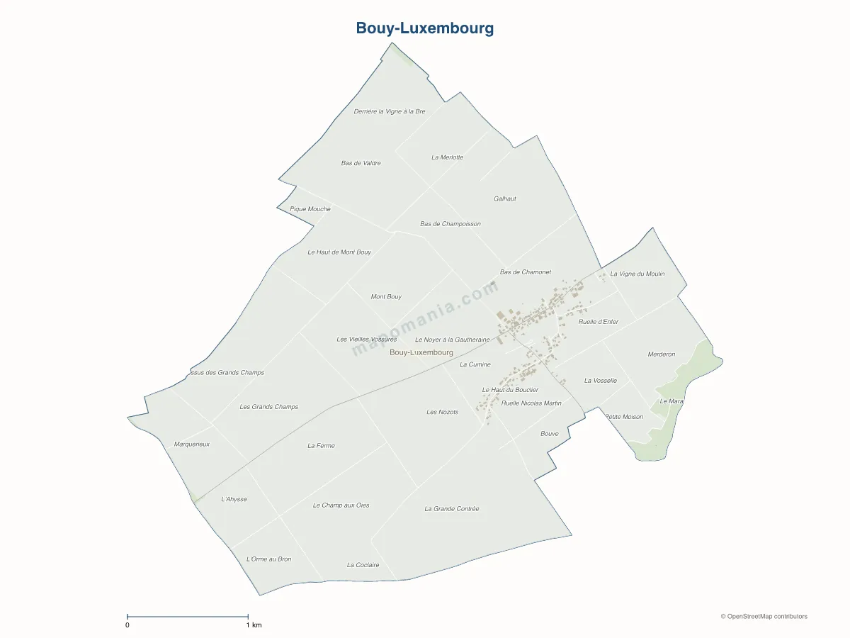 Carte de Bouy-Luxembourg à personnaliser