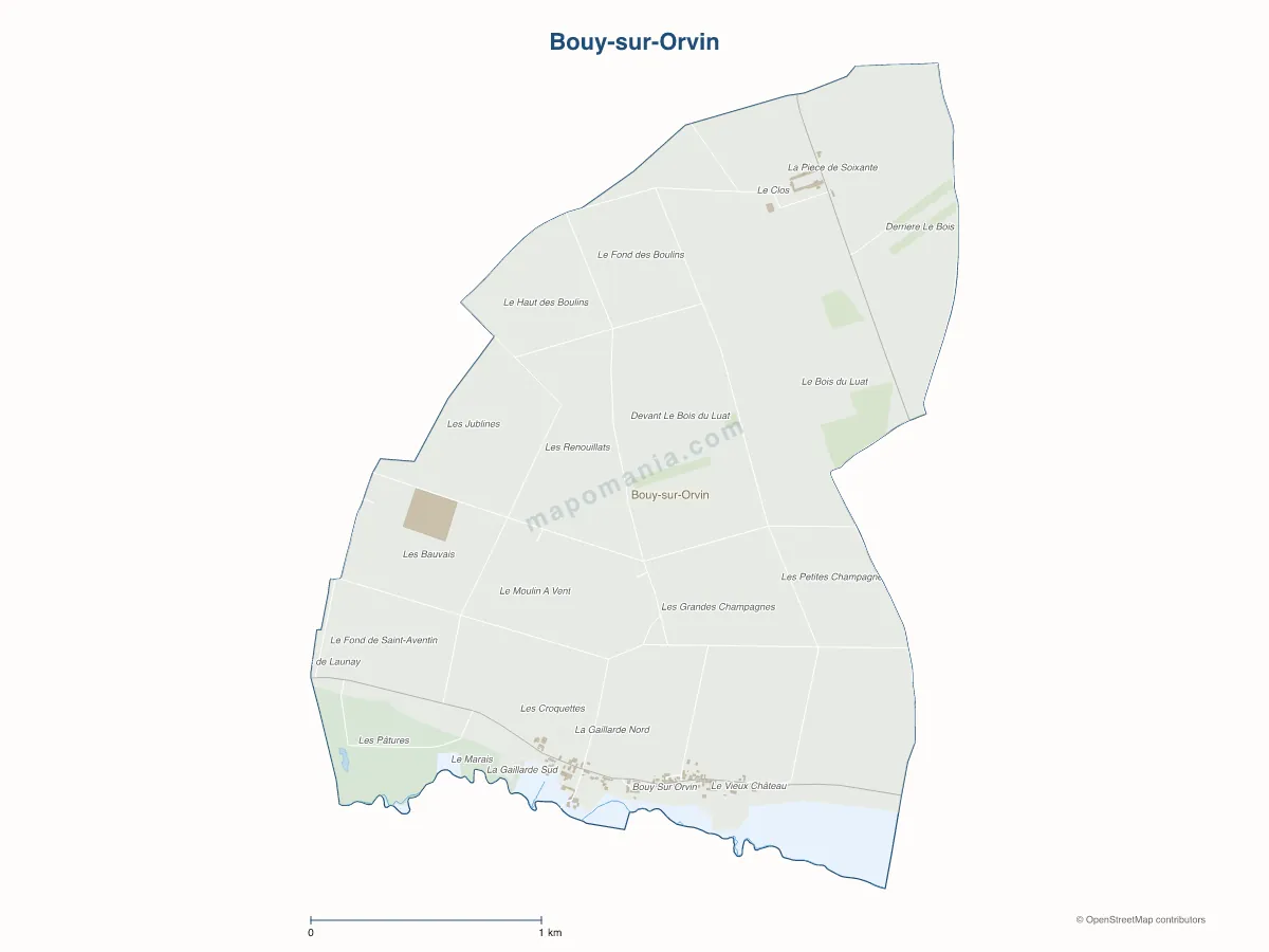 Carte de Bouy-sur-Orvin à personnaliser