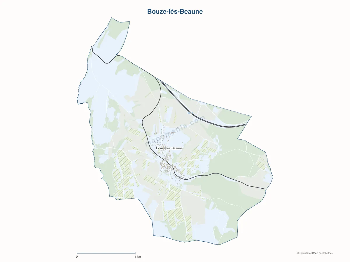 Carte de Bouze-lès-Beaune à personnaliser