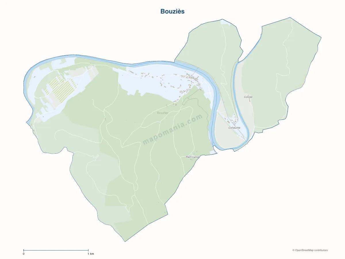 Carte de Bouziès à personnaliser