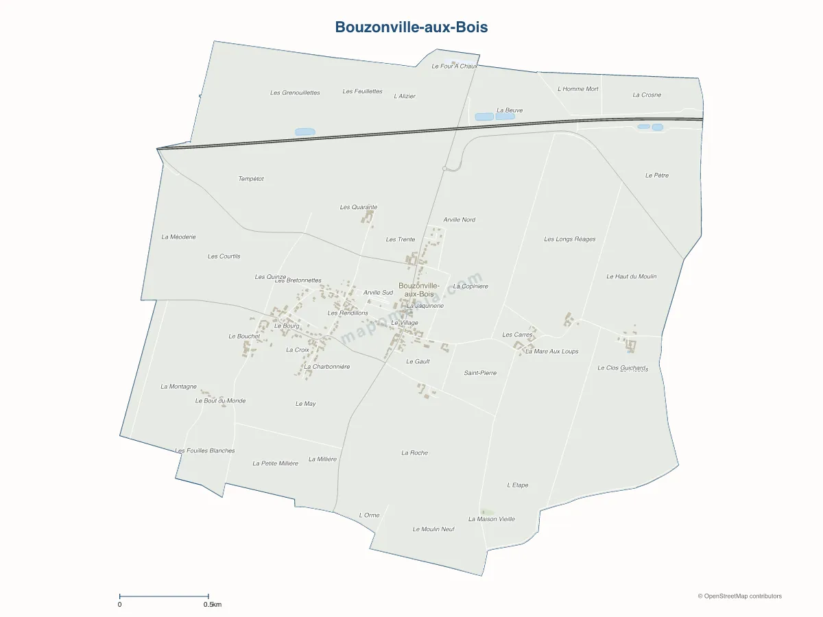 Carte de Bouzonville-aux-Bois à personnaliser