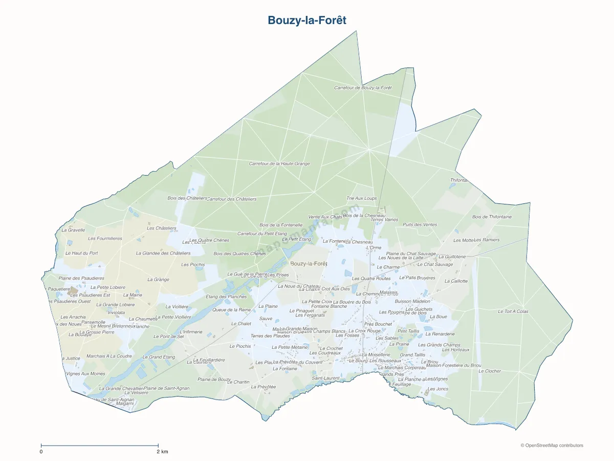 Carte de Bouzy-la-Forêt à personnaliser