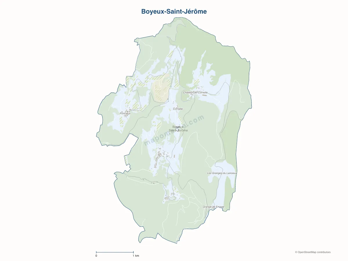 Carte de Boyeux-Saint-Jérôme à personnaliser