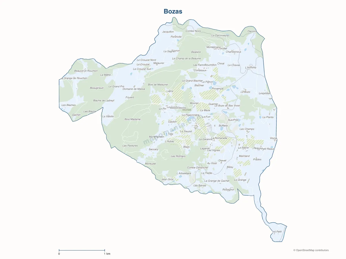 Carte de Bozas à personnaliser