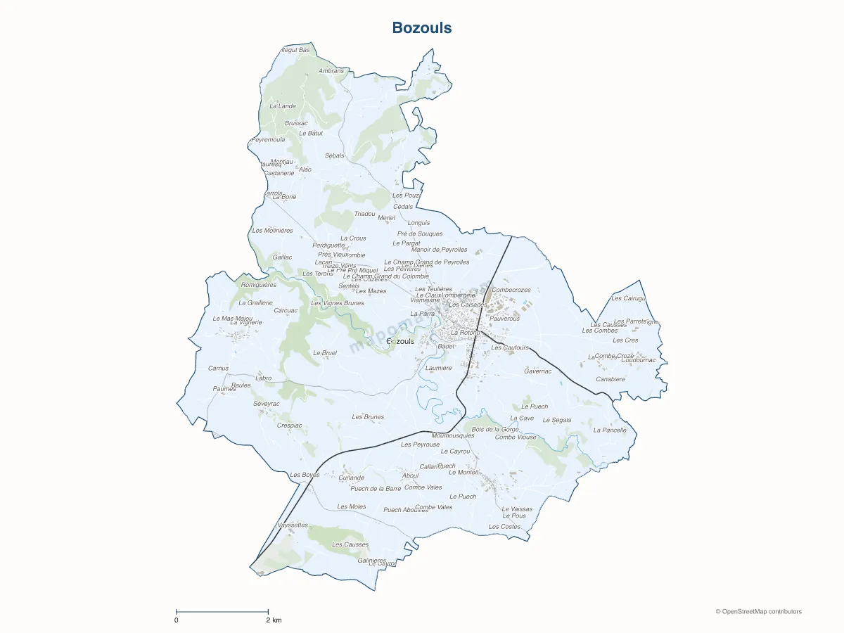 Carte de Bozouls à personnaliser