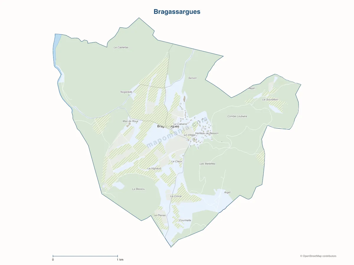 Carte de Bragassargues à personnaliser