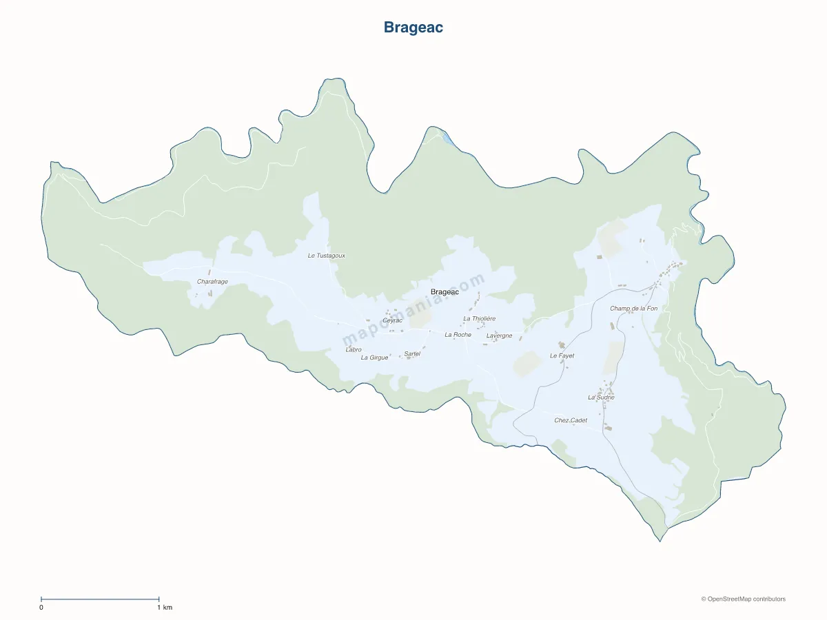 Carte de Brageac à personnaliser