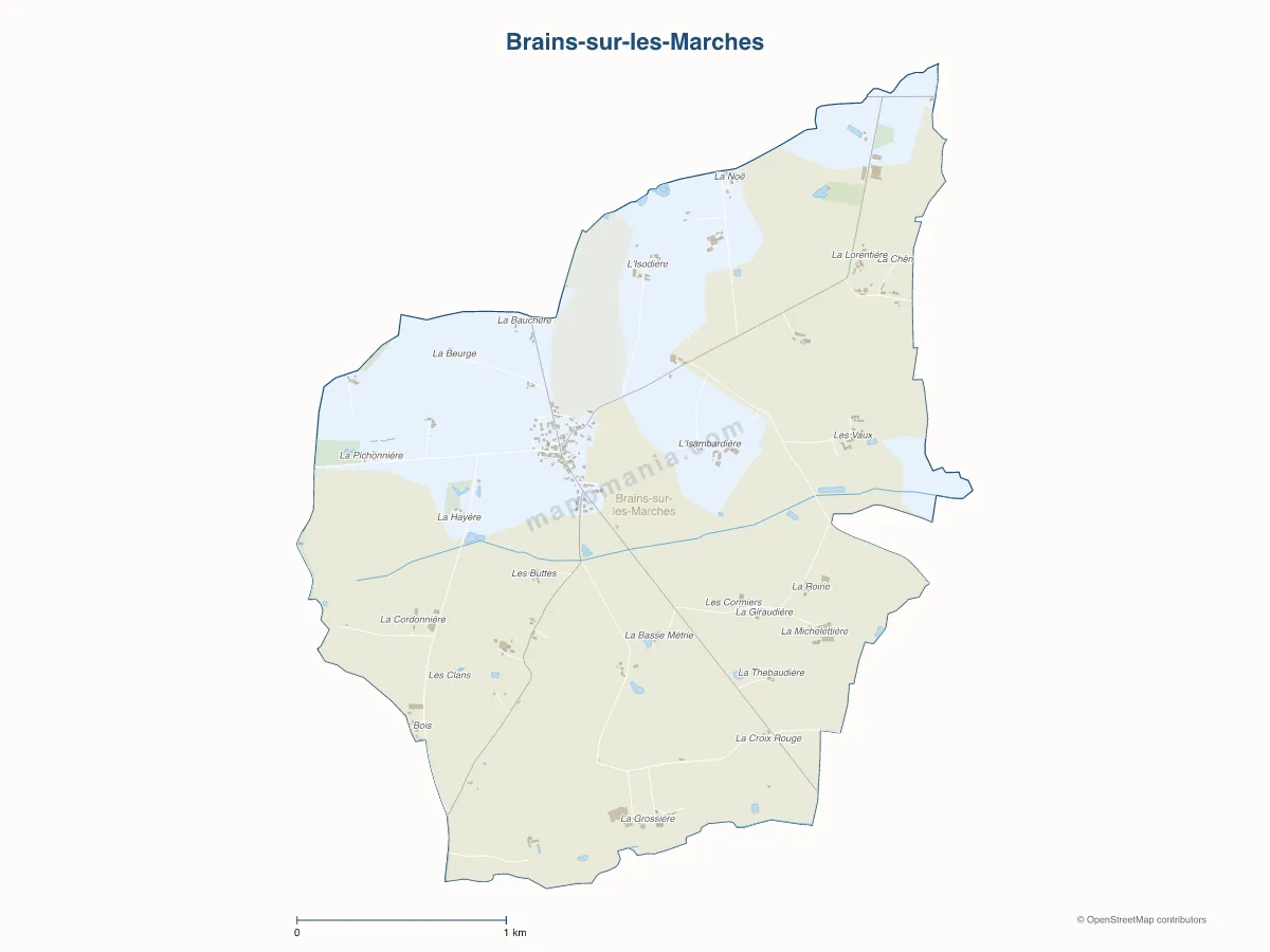 Carte de Brains-sur-les-Marches à personnaliser