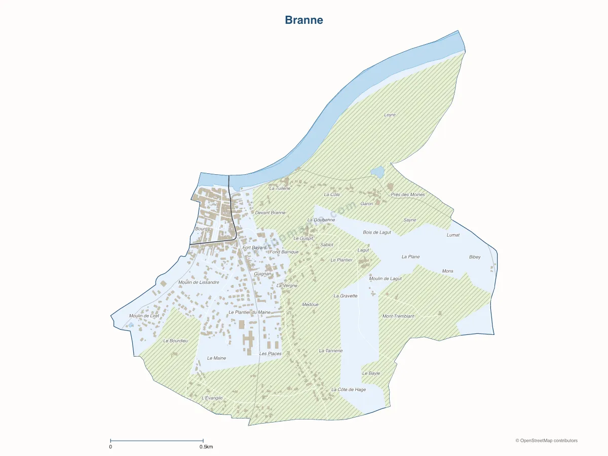 Carte de Branne à personnaliser