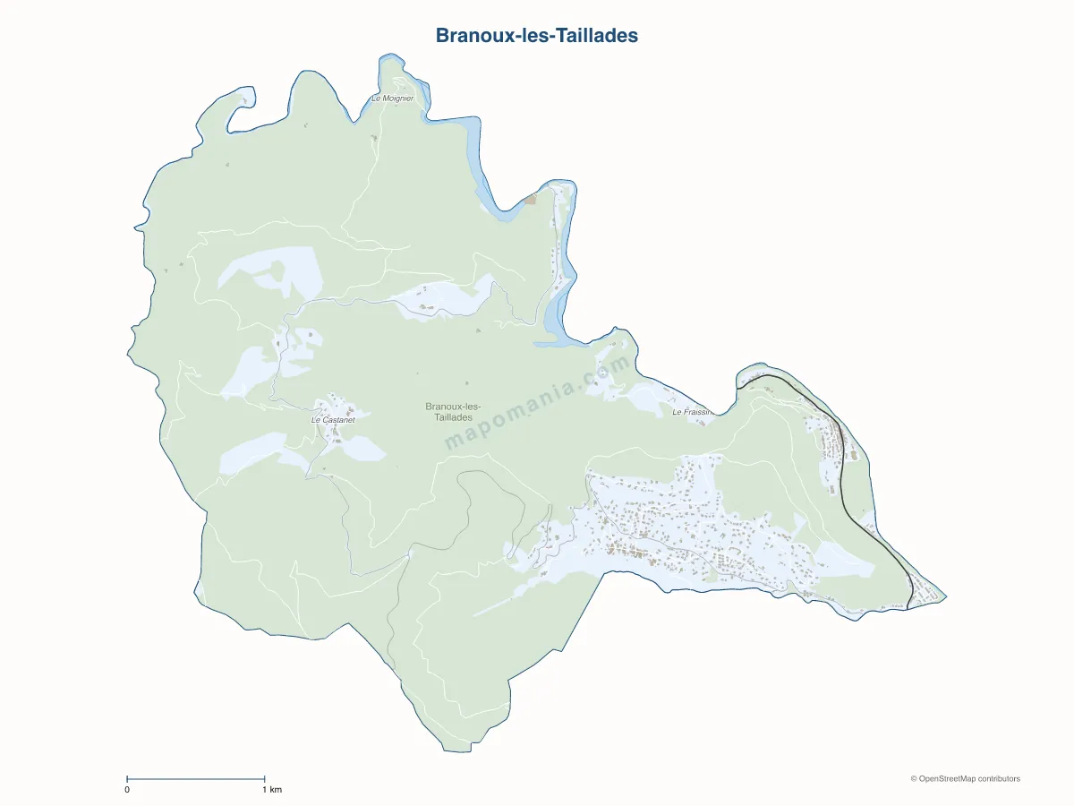 Carte de Branoux-les-Taillades à personnaliser