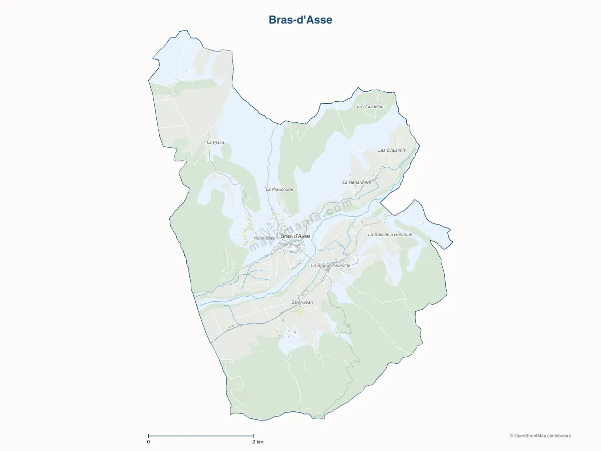 Carte de Bras-d'Asse à personnaliser