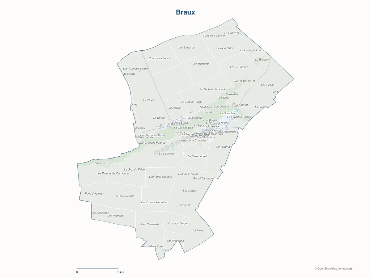 Carte de Braux à personnaliser