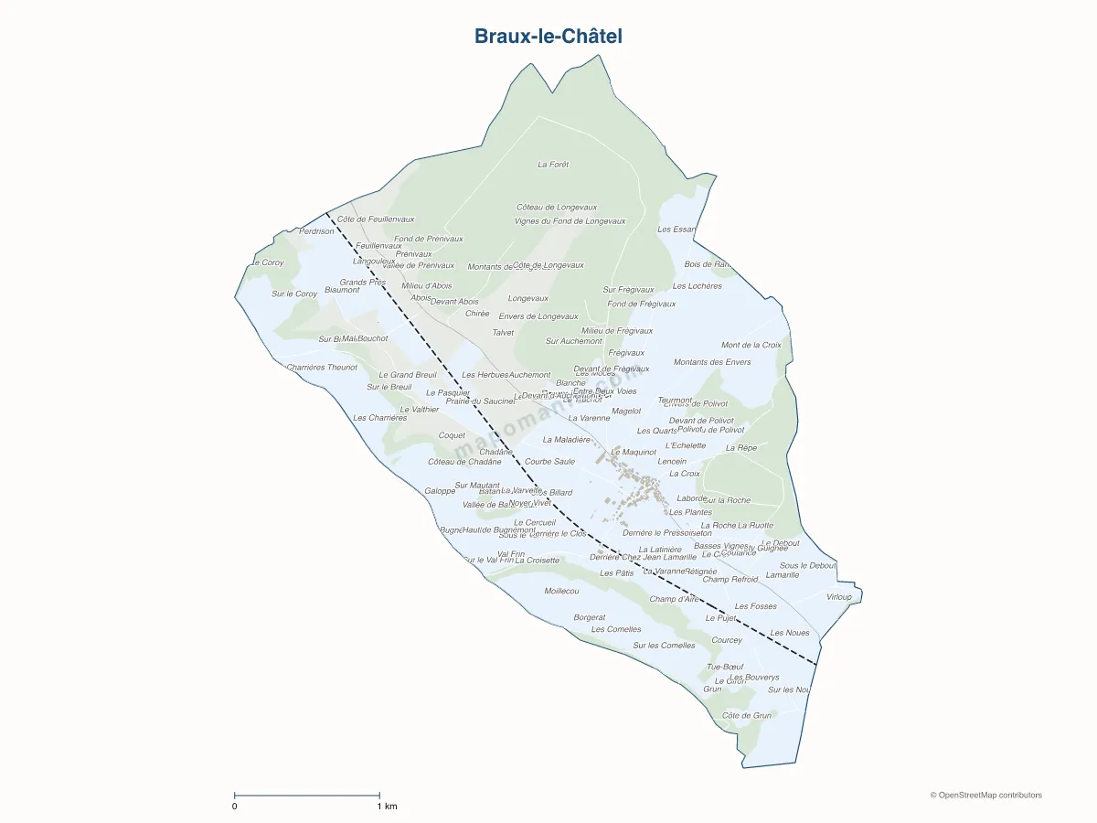 Carte de Braux-le-Châtel à personnaliser
