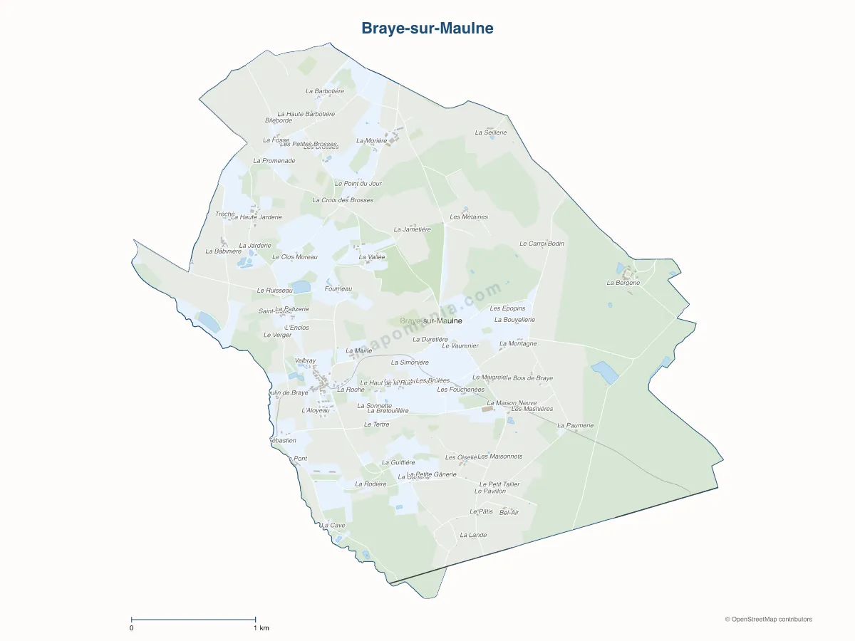 Carte de Braye-sur-Maulne à personnaliser