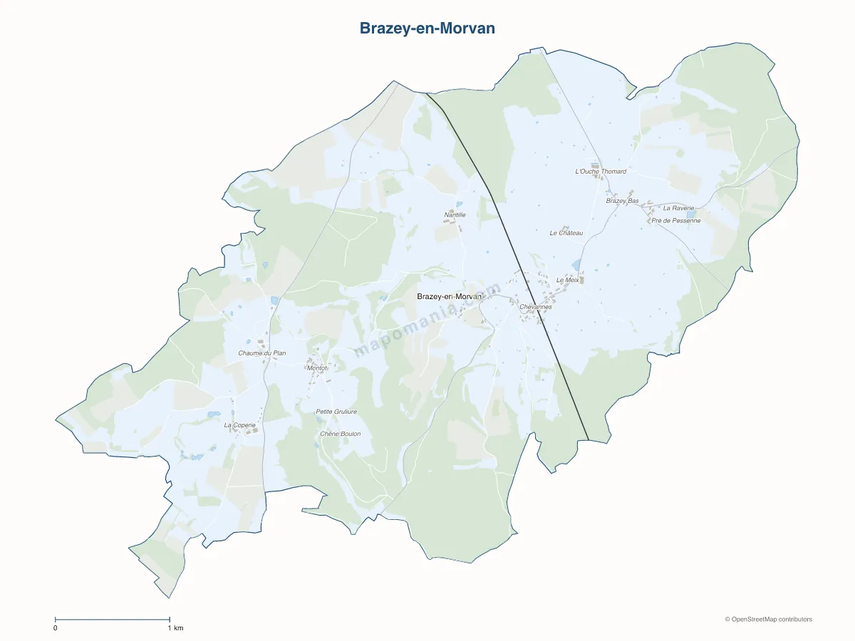 Carte de Brazey-en-Morvan à personnaliser