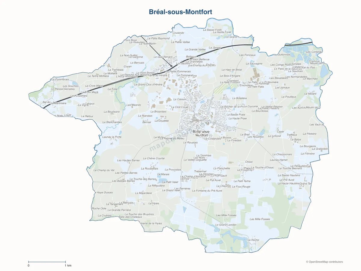 Carte de Bréal-sous-Montfort à personnaliser