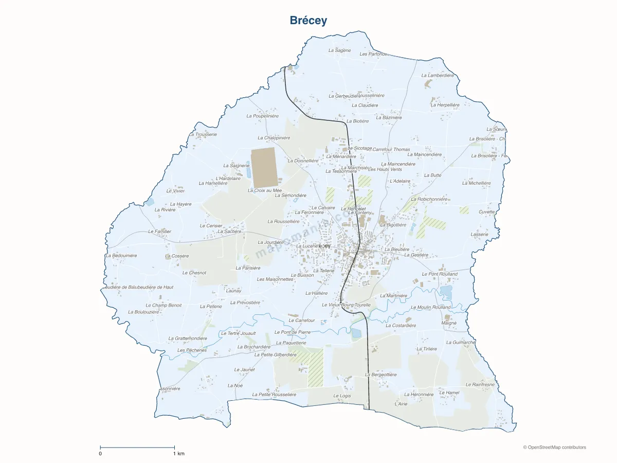 Carte de Brécey à personnaliser