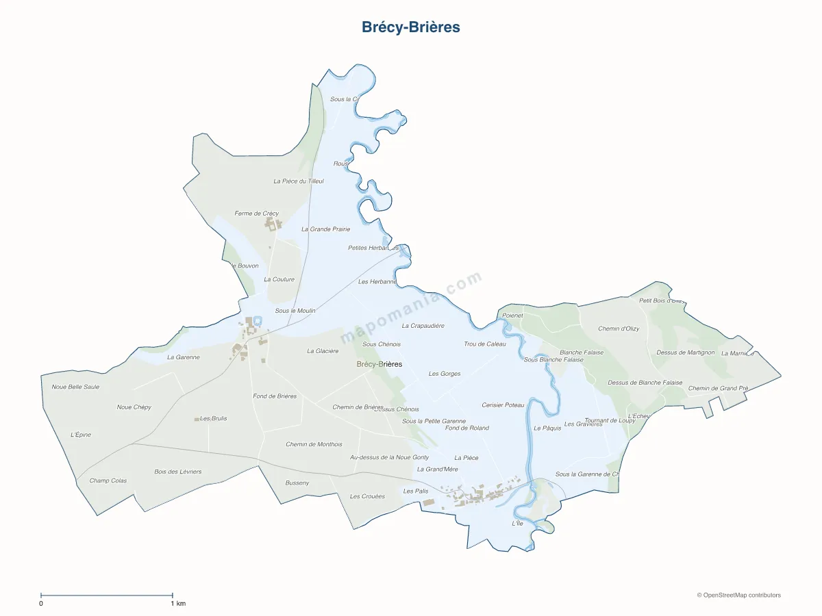 Carte de Brécy-Brières à personnaliser