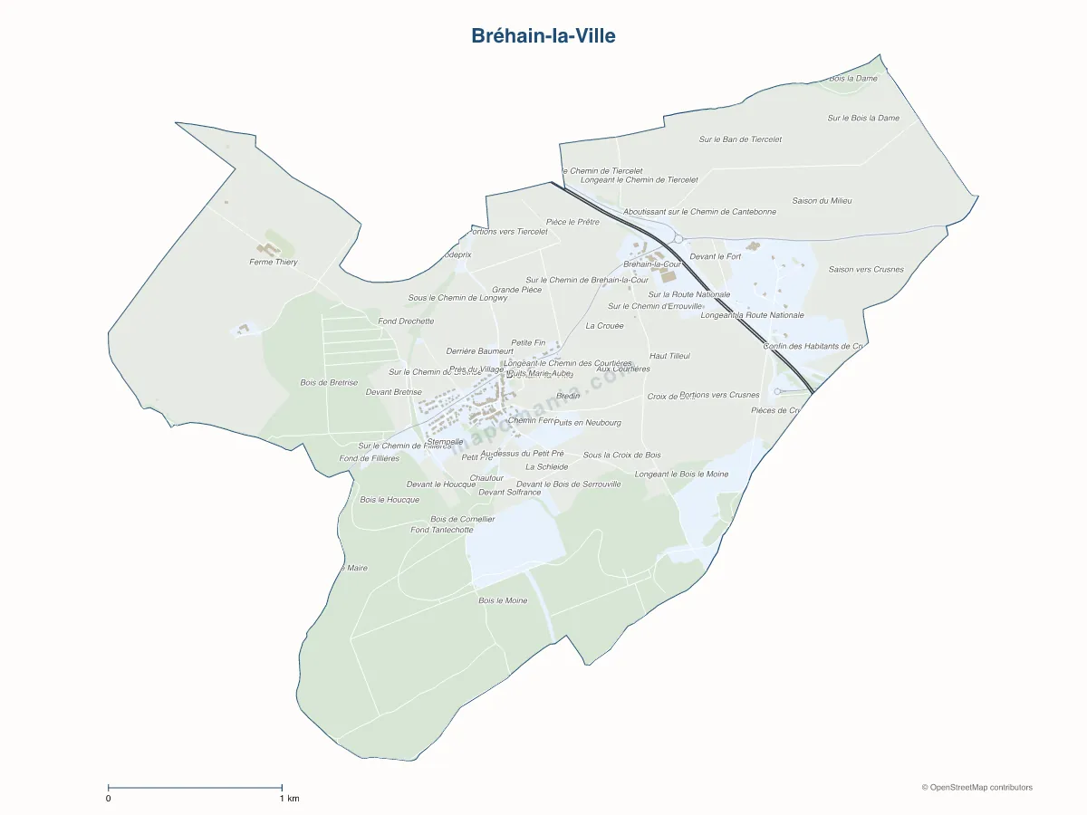 Carte de Bréhain-la-Ville à personnaliser