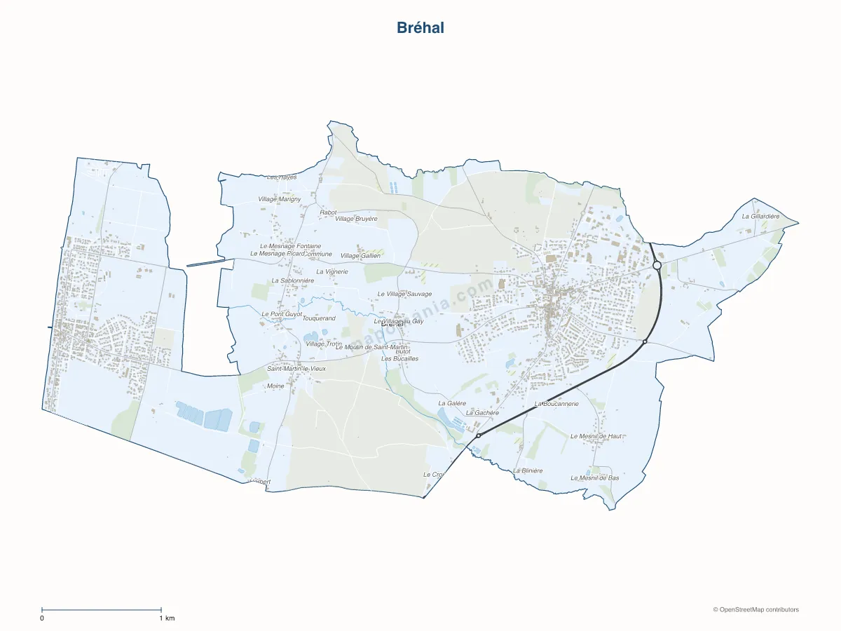 Carte de Bréhal à personnaliser