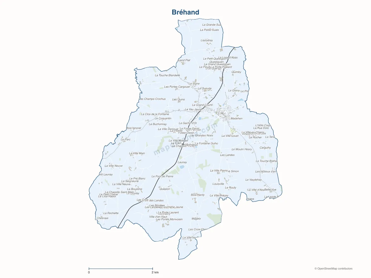 Carte de Bréhand à personnaliser
