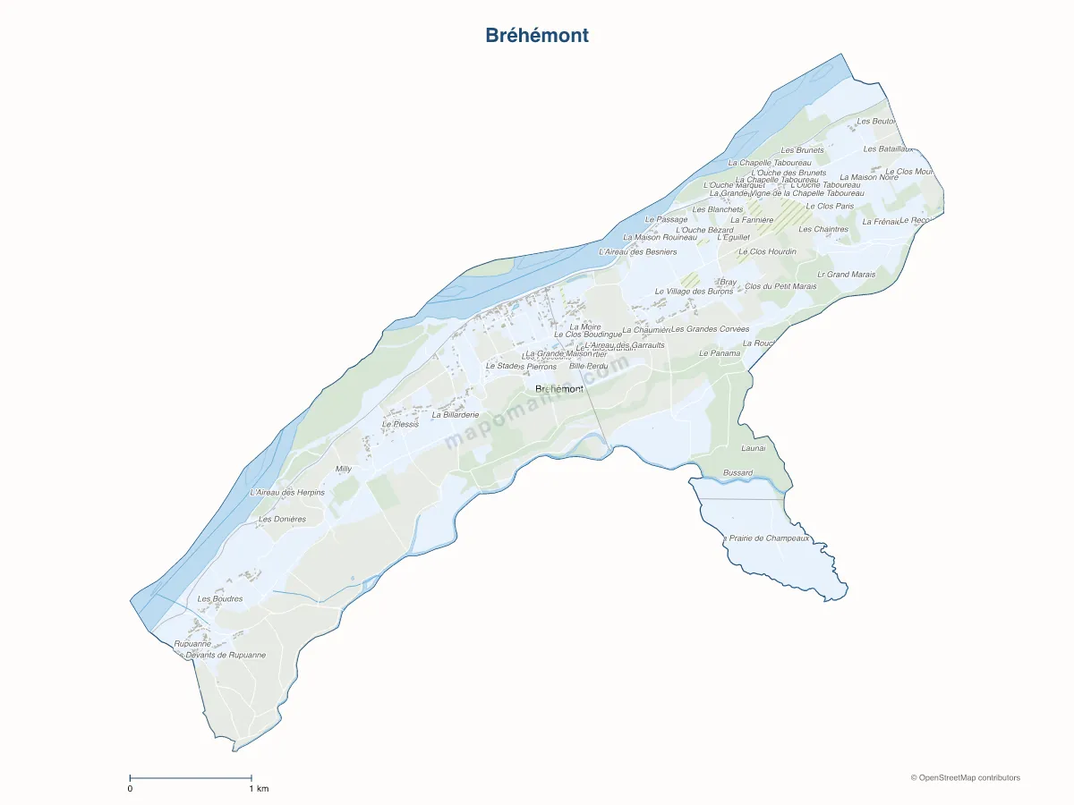 Carte de Bréhémont à personnaliser