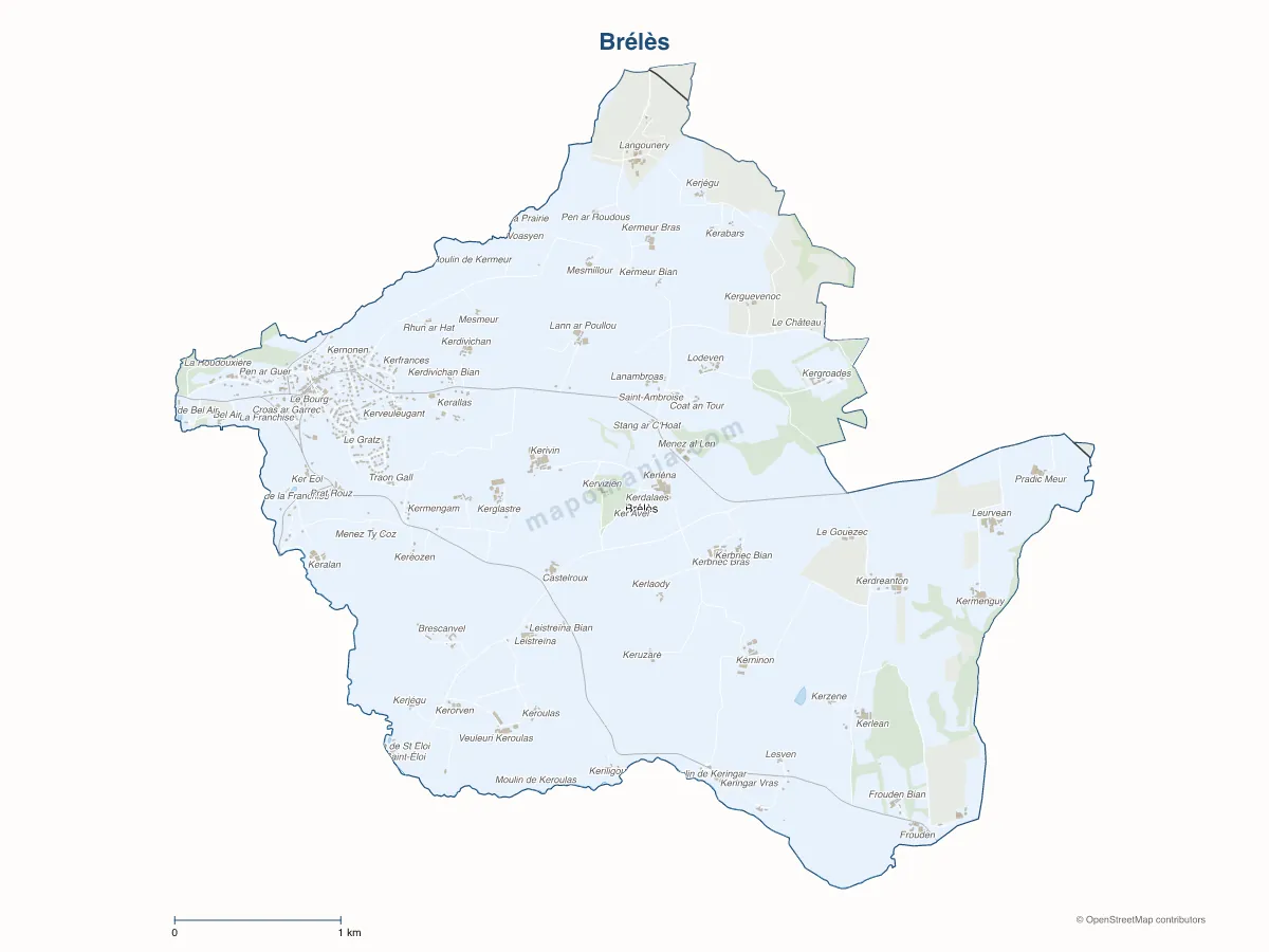 Carte de Brélès à personnaliser