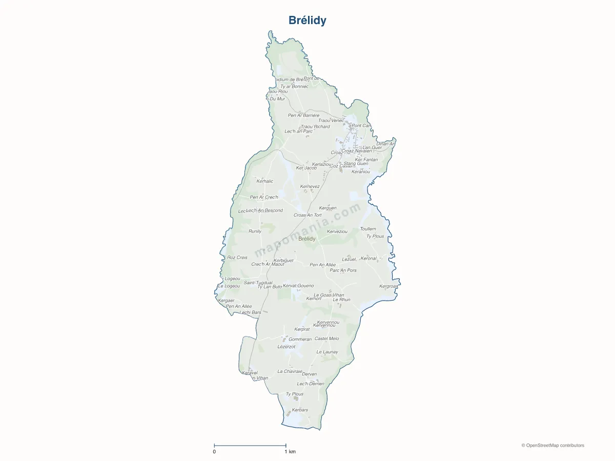 Carte de Brélidy à personnaliser