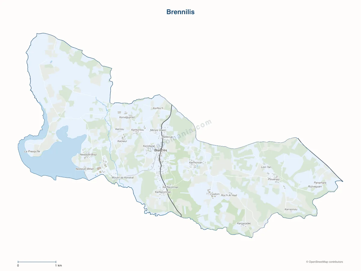 Carte de Brennilis à personnaliser