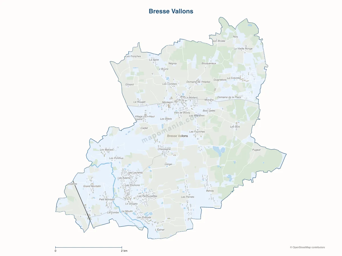 Carte de Bresse Vallons à personnaliser