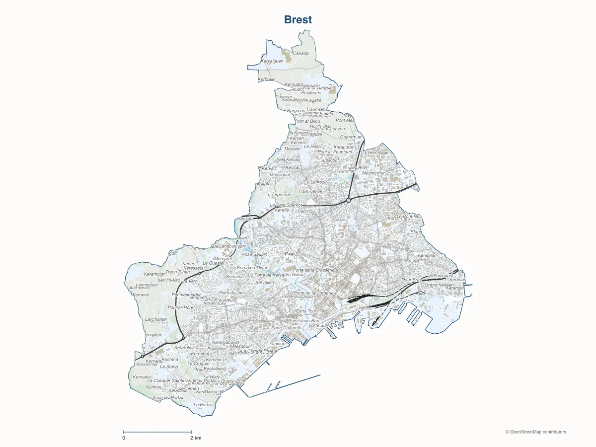 Carte de Brest à personnaliser