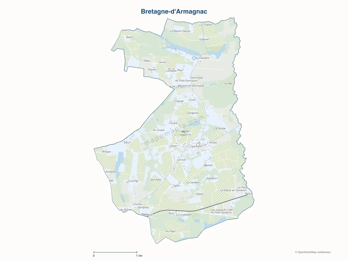 Carte de Bretagne-d'Armagnac à personnaliser