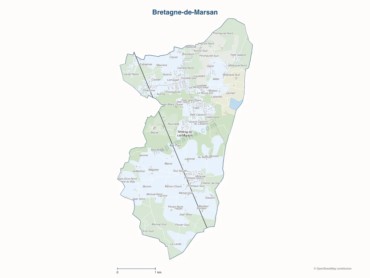 Carte de Bretagne-de-Marsan à personnaliser