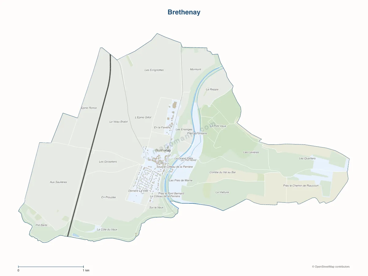 Carte de Brethenay à personnaliser