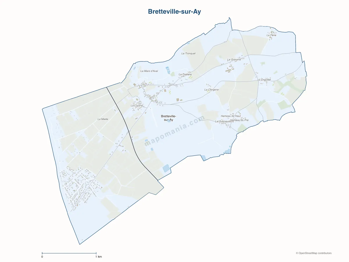 Carte de Bretteville-sur-Ay à personnaliser