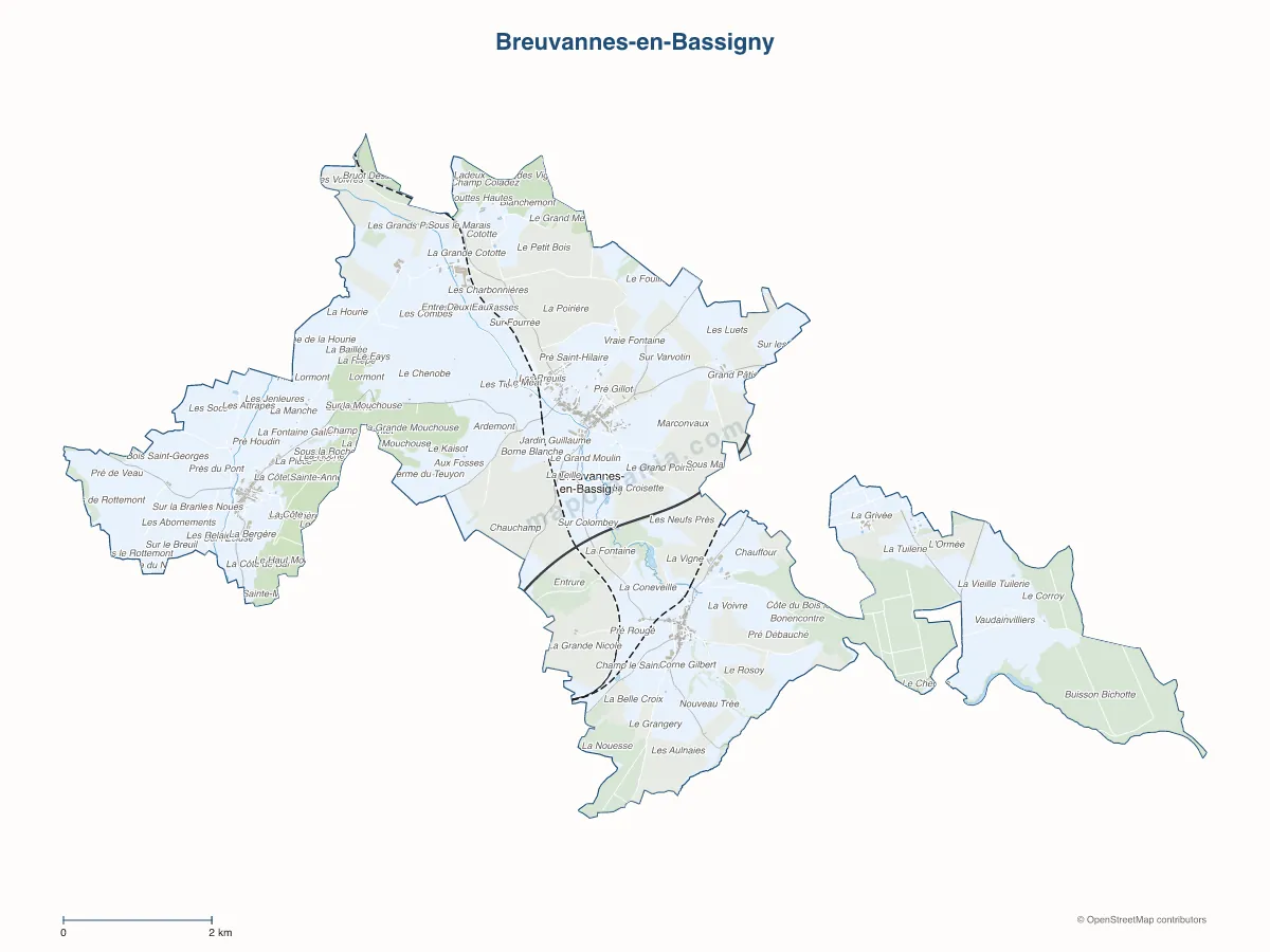 Carte de Breuvannes-en-Bassigny à personnaliser