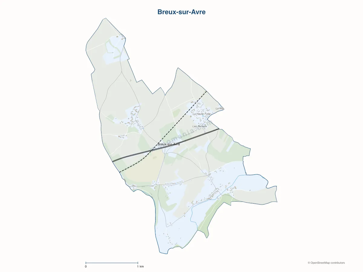 Carte de Breux-sur-Avre à personnaliser