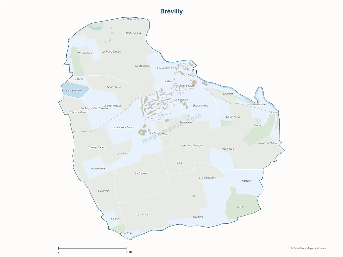 Carte de Brévilly à personnaliser