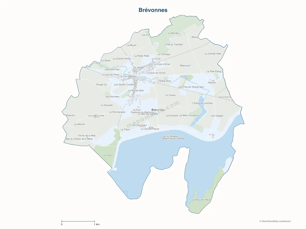 Carte de Brévonnes à personnaliser
