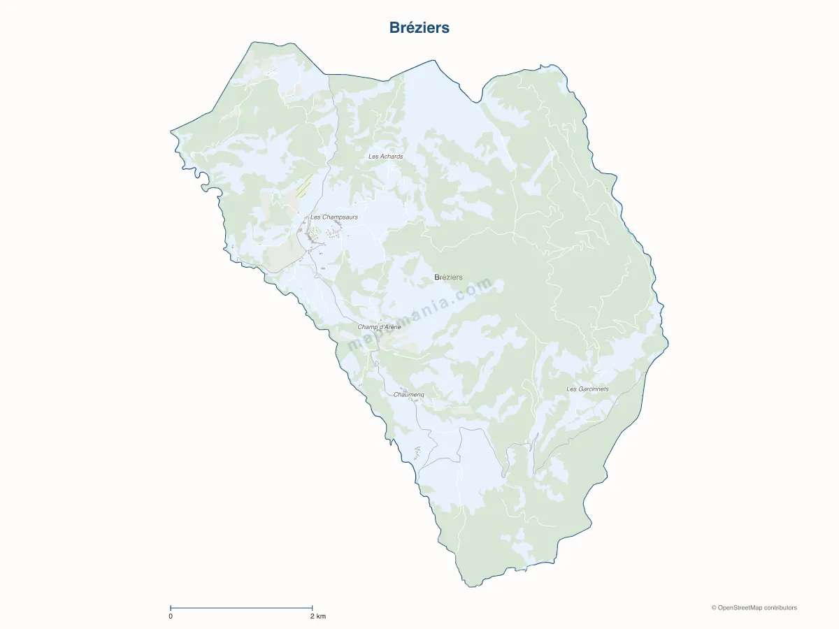 Carte de Bréziers à personnaliser
