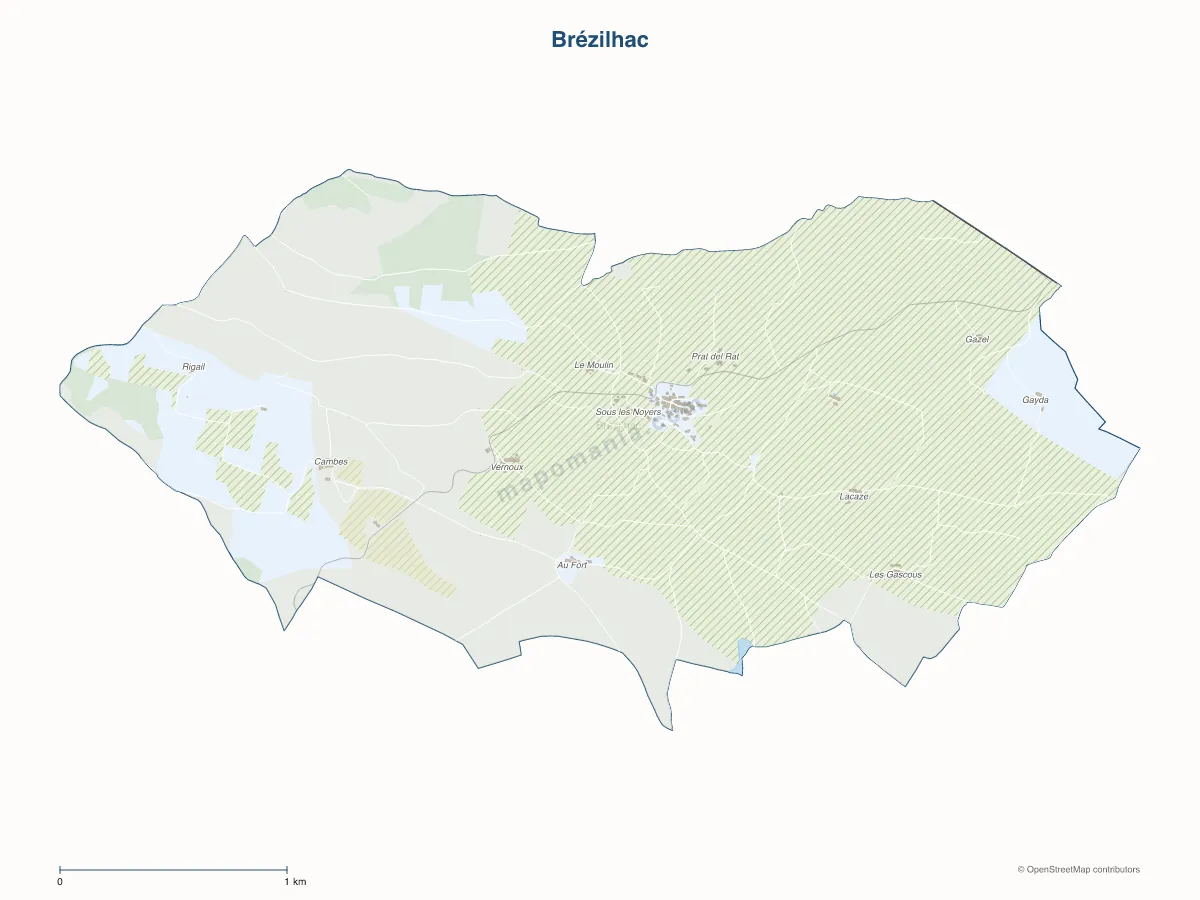 Carte de Brézilhac à personnaliser