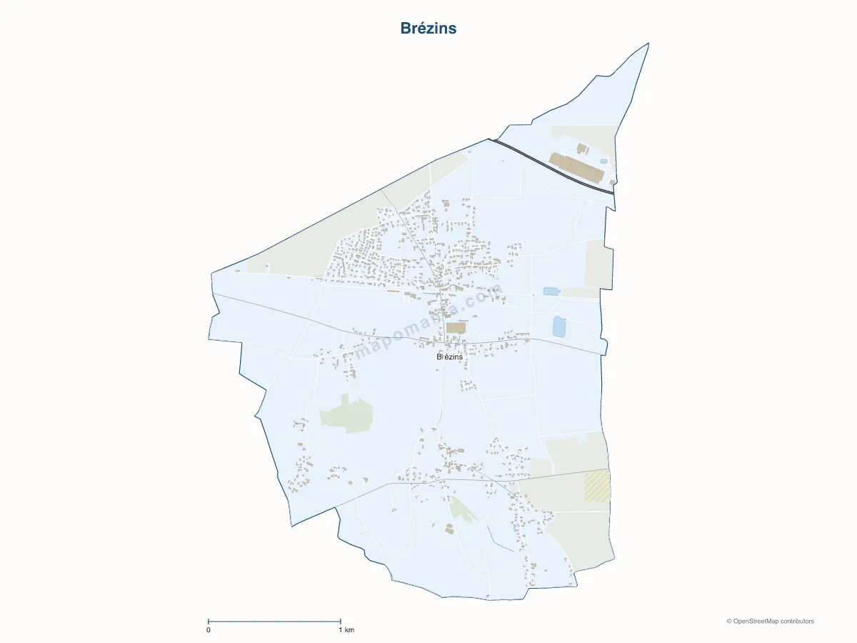 Carte de Brézins à personnaliser