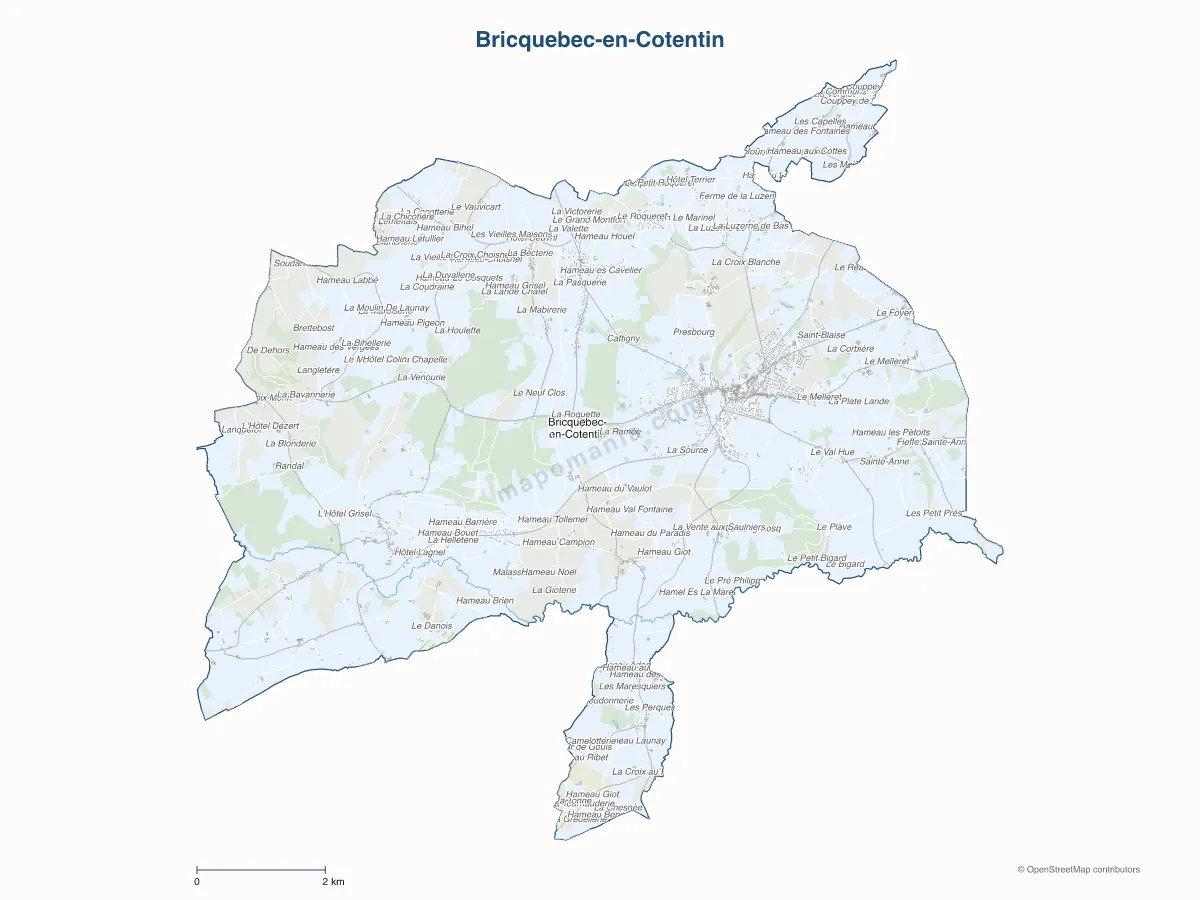 Carte de Bricquebec-en-Cotentin à personnaliser