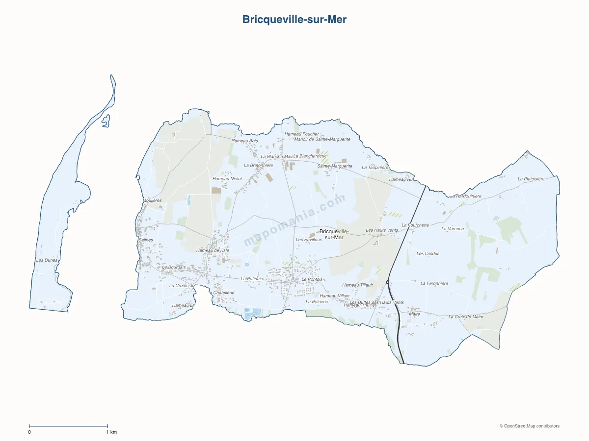 Carte de Bricqueville-sur-Mer à personnaliser