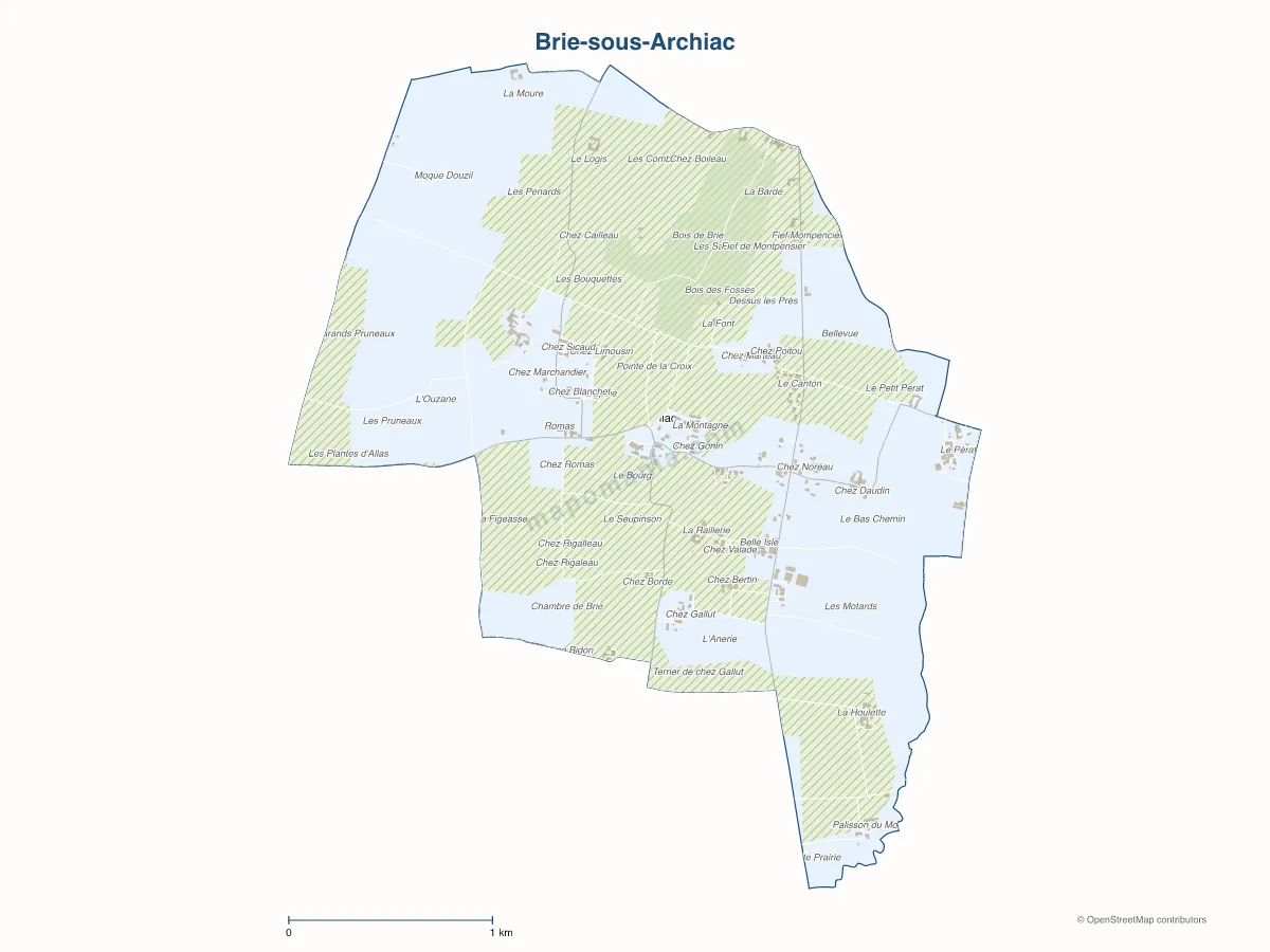 Carte de Brie-sous-Archiac à personnaliser