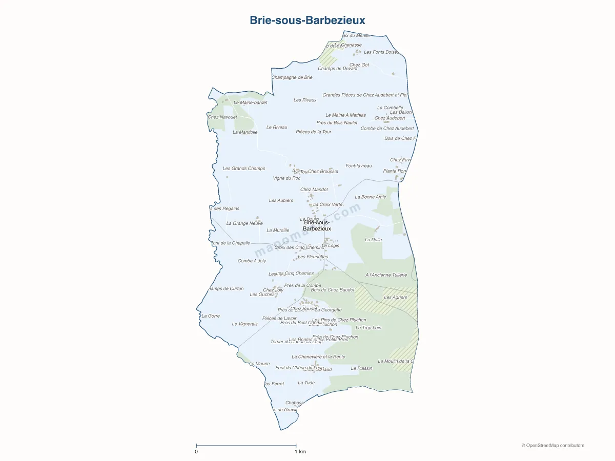 Carte de Brie-sous-Barbezieux à personnaliser