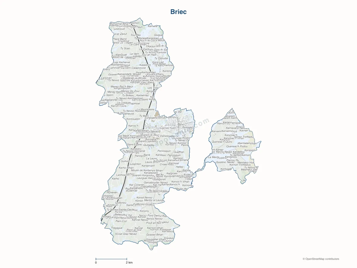 Carte de Briec à personnaliser