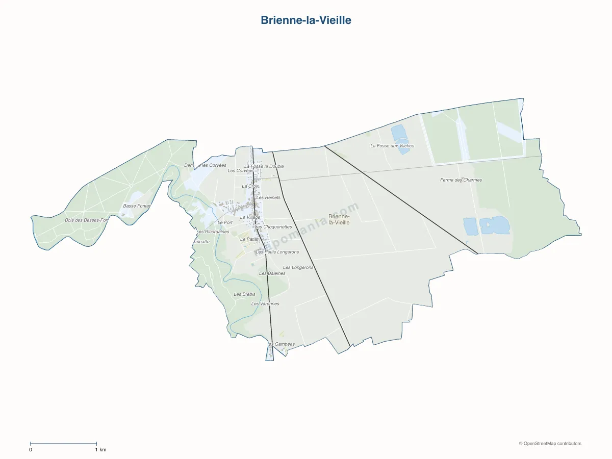 Carte de Brienne-la-Vieille à personnaliser