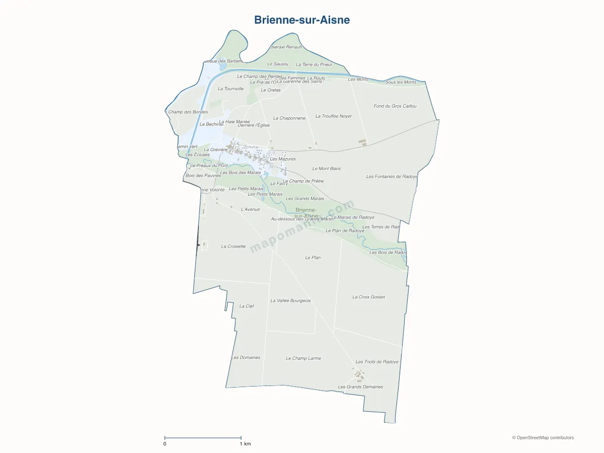 Carte de Brienne-sur-Aisne à personnaliser